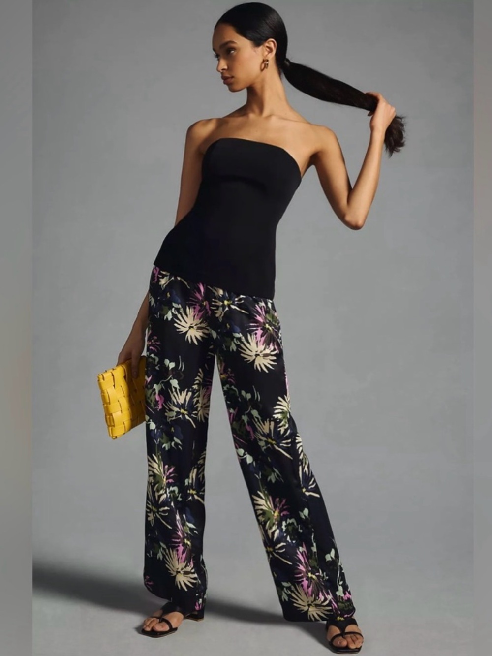 Scotch & Soda Anthropologie Gia Floral Satin Wide Leg Trousers Small